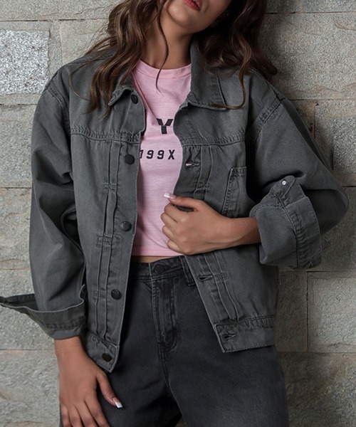 London Denim(ロンドンデニム)の「London Denim (Penge) Oversize Loose Denim Jacket(デニムジャケット・レディース・ブラック系その他/グレー系その他・L/M/S)」の2枚目の写真