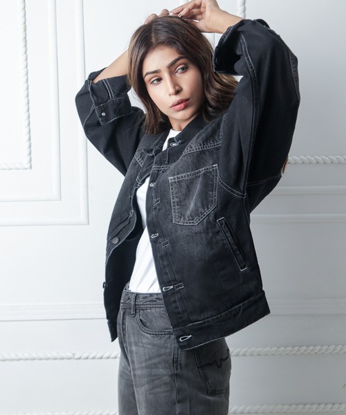 London Denim(ロンドンデニム)の「London Denim (Penge) Oversize Loose Denim Jacket(デニムジャケット・レディース・ブラック系その他/グレー系その他・L/M/S)」の8枚目の写真