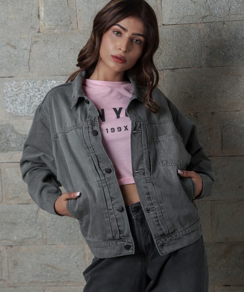 London Denim(ロンドンデニム)の「London Denim (Penge) Oversize Loose Denim Jacket(デニムジャケット・レディース・ブラック系その他/グレー系その他・L/M/S)」の10枚目の写真