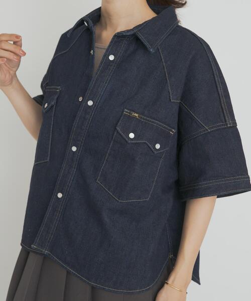 Lee(リー)の「別注Lee101 SHORT SHIRT(シャツ/ブラウス・レディース・ワンウォッシュ/インディゴブルー・FREE)」の7枚目の写真