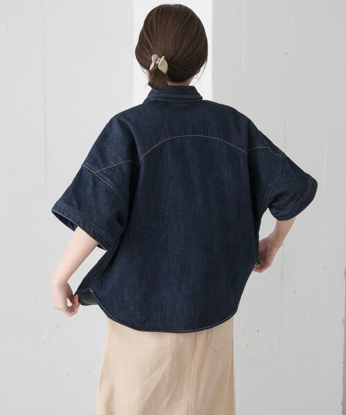 Lee(リー)の「別注Lee101 SHORT SHIRT(シャツ/ブラウス・レディース・ワンウォッシュ/インディゴブルー・FREE)」の10枚目の写真