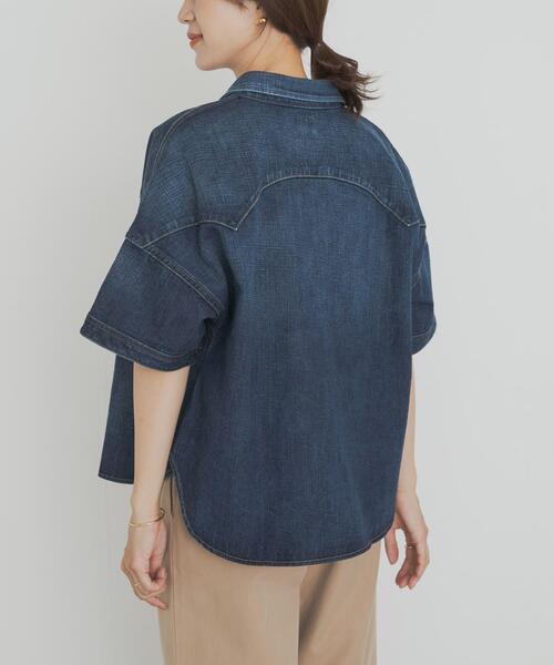 Lee(リー)の「別注Lee101 SHORT SHIRT(シャツ/ブラウス・レディース・ワンウォッシュ/インディゴブルー・FREE)」の15枚目の写真