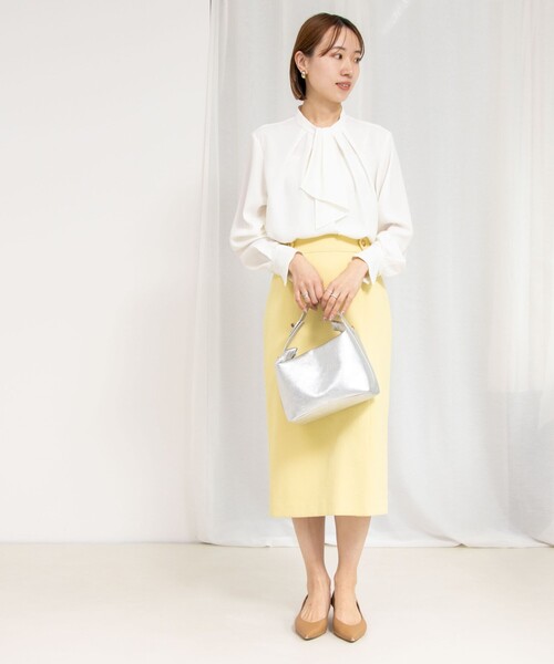NOLLEY’S（ノーリーズ）の「ストレッチジョーゼットボウタイ風ブラウス（シャツ/ブラウス・レディース・オフホワイト/ホワイト系その他2・38/36）」の4枚目の写真