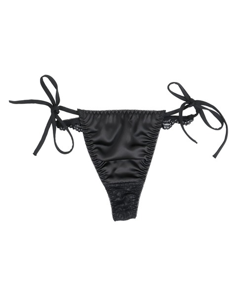 セール】Tバックショーツ 紐パン サテン ブラックレース セクシー