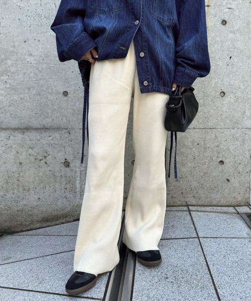 CIAOPANIC TYPY(チャオパニックティピー)の「【マイナス3キロ見え/低身長・高身長対応/サイズ展開あり】すっきりシルエットリブパンツ(その他パンツ・レディース・レッド/ブラック/グレー系その他/アイボリー/イエロー系その他/ネイビー/ブラウン/ホワイト/ブルー/グレー/カーキ・SMALL/MEDIUM/LARGE)」の3枚目の写真