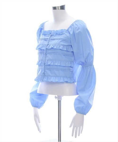 clear（クリア）の「フロントフリルスクエアネックブラウス[着回し力万能 大人綺麗目]（シャツ/ブラウス・レディース・サックスブルー/オフホワイト/ブラック・F）」の8枚目の写真