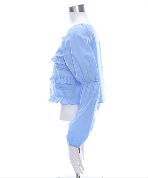 clear（クリア）の「フロントフリルスクエアネックブラウス[着回し力万能 大人綺麗目]（シャツ/ブラウス・レディース・サックスブルー/オフホワイト/ブラック・F）」の9枚目の写真