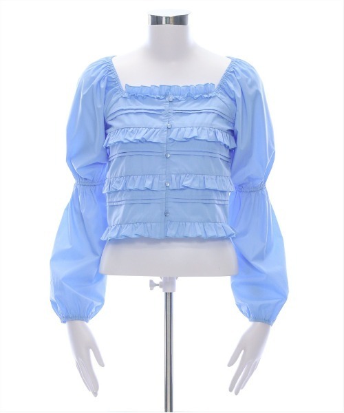 clear（クリア）の「フロントフリルスクエアネックブラウス[着回し力万能 大人綺麗目]（シャツ/ブラウス・レディース・サックスブルー/オフホワイト/ブラック・F）」の17枚目の写真