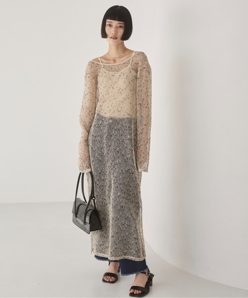 ANGIE（アンジー）の「メッシュ シアー ワンピース（ワンピース・レディース・ブラック/アイボリー/ベージュ・FREE）」の12枚目の写真