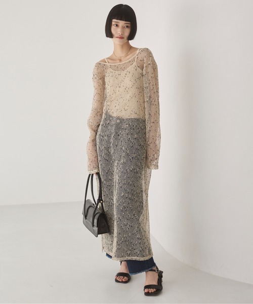 ANGIE（アンジー）の「メッシュ シアー ワンピース（ワンピース・レディース・ブラック/アイボリー/ベージュ・FREE）」の13枚目の写真