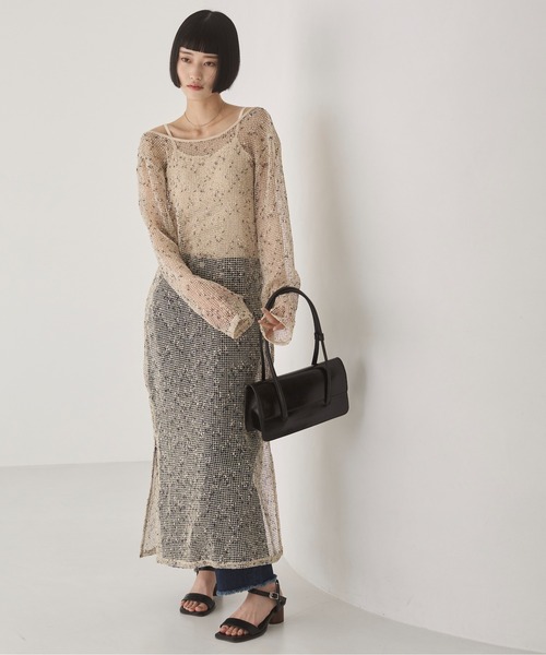 ANGIE（アンジー）の「メッシュ シアー ワンピース（ワンピース・レディース・ブラック/アイボリー/ベージュ・FREE）」の14枚目の写真