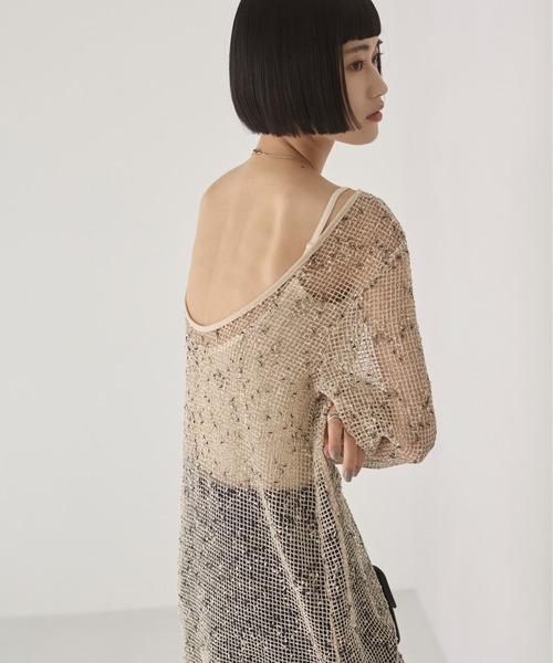 ANGIE（アンジー）の「メッシュ シアー ワンピース（ワンピース・レディース・ブラック/アイボリー/ベージュ・FREE）」の17枚目の写真