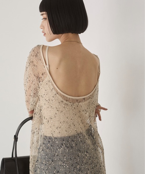 ANGIE（アンジー）の「メッシュ シアー ワンピース（ワンピース・レディース・ブラック/アイボリー/ベージュ・FREE）」の18枚目の写真