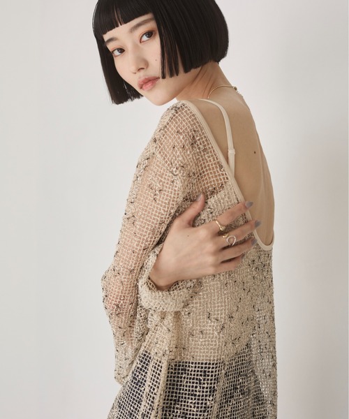 ANGIE（アンジー）の「メッシュ シアー ワンピース（ワンピース・レディース・ブラック/アイボリー/ベージュ・FREE）」の19枚目の写真