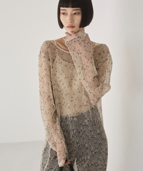 ANGIE（アンジー）の「メッシュ シアー ワンピース（ワンピース・レディース・ブラック/アイボリー/ベージュ・FREE）」の20枚目の写真