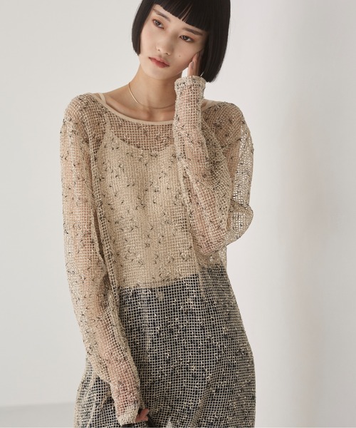 ANGIE（アンジー）の「メッシュ シアー ワンピース（ワンピース・レディース・ブラック/アイボリー/ベージュ・FREE）」の21枚目の写真