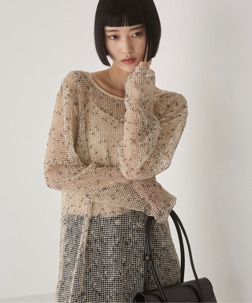 ANGIE（アンジー）の「メッシュ シアー ワンピース（ワンピース・レディース・ブラック/アイボリー/ベージュ・FREE）」の22枚目の写真