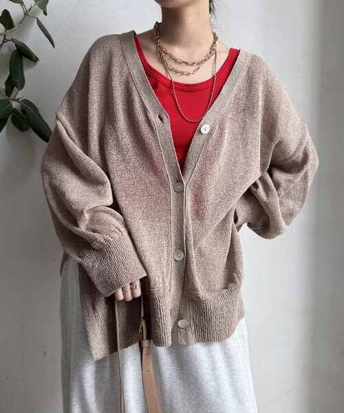 DouDou（ドゥドゥ）の「【新色追加】ペーパーヤーン前後2WAYカーディガン（カーディガン/ボレロ・レディース・ブラック/ベビーピンク/ベージュ/ベージュ系その他・FREE）」の3枚目の写真