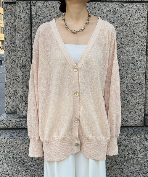 DouDou（ドゥドゥ）の「【新色追加】ペーパーヤーン前後2WAYカーディガン（カーディガン/ボレロ・レディース・ブラック/ベビーピンク/ベージュ/ベージュ系その他・FREE）」の5枚目の写真