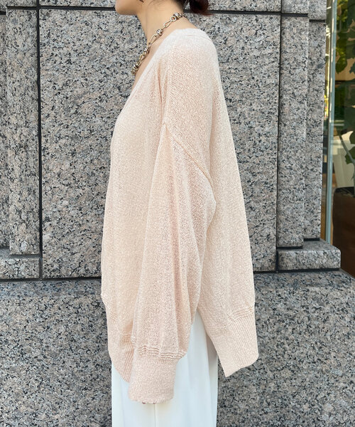 DouDou（ドゥドゥ）の「【新色追加】ペーパーヤーン前後2WAYカーディガン（カーディガン/ボレロ・レディース・ブラック/ベビーピンク/ベージュ/ベージュ系その他・FREE）」の6枚目の写真