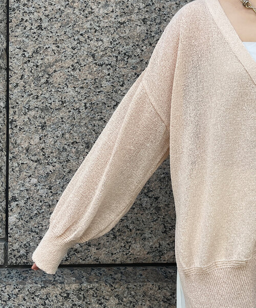 DouDou（ドゥドゥ）の「【新色追加】ペーパーヤーン前後2WAYカーディガン（カーディガン/ボレロ・レディース・ブラック/ベビーピンク/ベージュ/ベージュ系その他・FREE）」の10枚目の写真