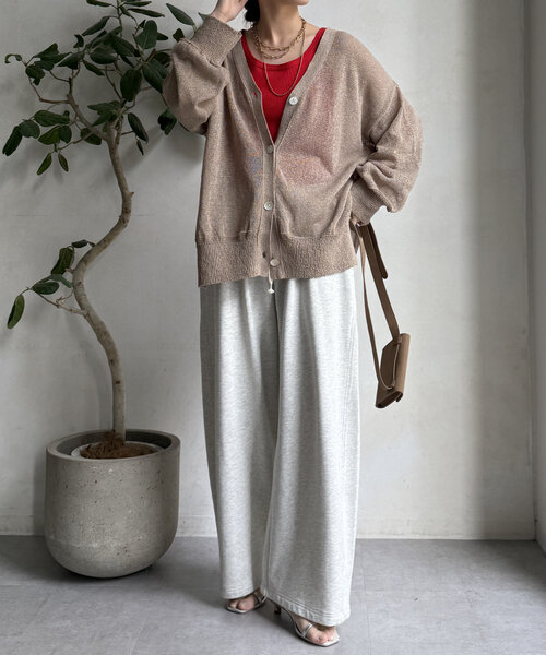 DouDou（ドゥドゥ）の「【新色追加】ペーパーヤーン前後2WAYカーディガン（カーディガン/ボレロ・レディース・ブラック/ベビーピンク/ベージュ/ベージュ系その他・FREE）」の14枚目の写真