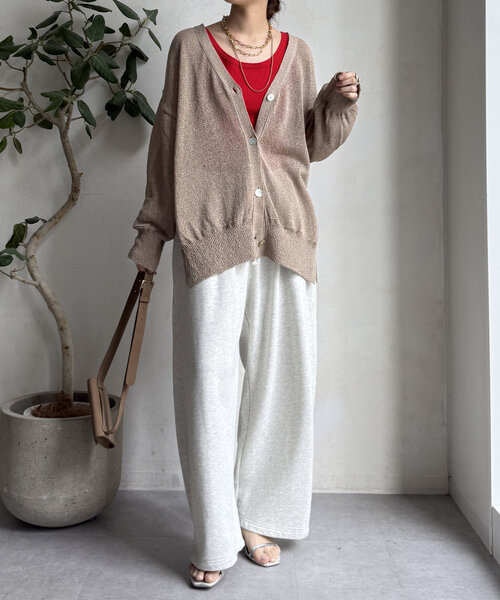 DouDou（ドゥドゥ）の「【新色追加】ペーパーヤーン前後2WAYカーディガン（カーディガン/ボレロ・レディース・ブラック/ベビーピンク/ベージュ/ベージュ系その他・FREE）」の15枚目の写真