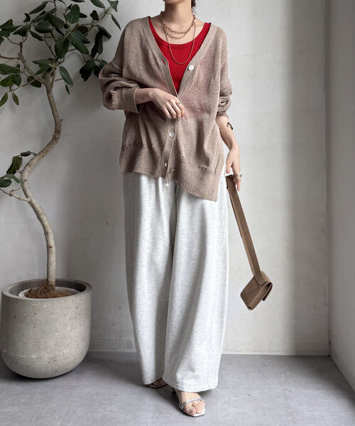 DouDou（ドゥドゥ）の「【新色追加】ペーパーヤーン前後2WAYカーディガン（カーディガン/ボレロ・レディース・ブラック/ベビーピンク/ベージュ/ベージュ系その他・FREE）」の17枚目の写真