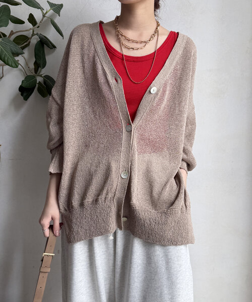 DouDou（ドゥドゥ）の「【新色追加】ペーパーヤーン前後2WAYカーディガン（カーディガン/ボレロ・レディース・ブラック/ベビーピンク/ベージュ/ベージュ系その他・FREE）」の18枚目の写真