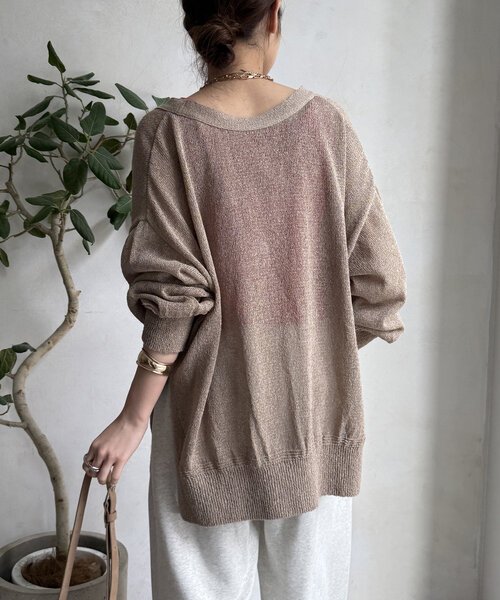 DouDou（ドゥドゥ）の「【新色追加】ペーパーヤーン前後2WAYカーディガン（カーディガン/ボレロ・レディース・ブラック/ベビーピンク/ベージュ/ベージュ系その他・FREE）」の19枚目の写真