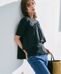 23区 S | 【汗じみ防止/洗える】ランダムフリルジャージー ドッキング カットソー(Tシャツ/カットソー)