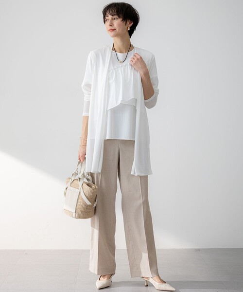 23区 S（ニジュウサンクチイサイサイズ）の「【汗じみ防止/洗える】ランダムフリルジャージー ドッキング カットソー（Tシャツ/カットソー・レディース・ホワイト系/ブラック系/ダークグリーン系/グレー系・32）」の13枚目の写真