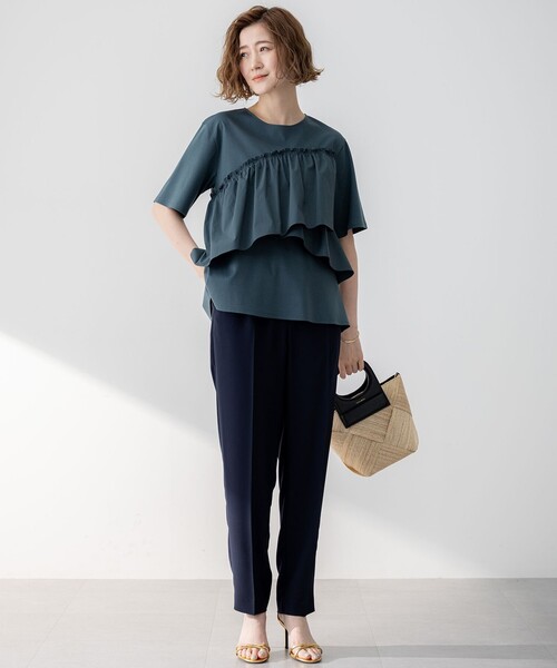 23区 S（ニジュウサンクチイサイサイズ）の「【汗じみ防止/洗える】ランダムフリルジャージー ドッキング カットソー（Tシャツ/カットソー・レディース・ホワイト系/ブラック系/ダークグリーン系/グレー系・32）」の14枚目の写真