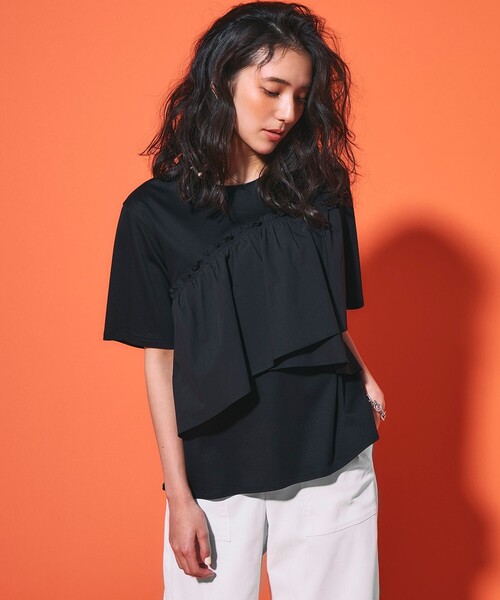 23区 S（ニジュウサンクチイサイサイズ）の「【汗じみ防止/洗える】ランダムフリルジャージー ドッキング カットソー（Tシャツ/カットソー・レディース・ホワイト系/ブラック系/ダークグリーン系/グレー系・32）」の18枚目の写真