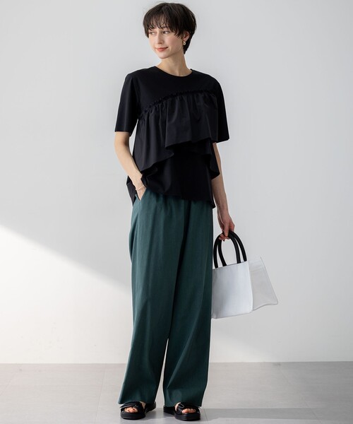 23区 S（ニジュウサンクチイサイサイズ）の「【汗じみ防止/洗える】ランダムフリルジャージー ドッキング カットソー（Tシャツ/カットソー・レディース・ホワイト系/ブラック系/ダークグリーン系/グレー系・32）」の19枚目の写真