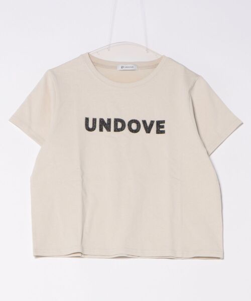 UNDOVE(アンドゥーブ)の「〈UNDOVE〉【コットン/天然素材/敏感肌/肌に優しい/ロゴ/デザインTシャツ/立体ロゴ/短め丈/サマーTシャツ/ロゴT/白T/カジュアルTシャツ】綿100%ツイードロゴショート丈Tシャツ(Tシャツ/カットソー・レディース・ホワイト系その他/チャコール・MEDIUM/X-LARGE/LARGE)」の13枚目の写真