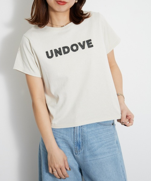 UNDOVE(アンドゥーブ)の「〈UNDOVE〉【コットン/天然素材/敏感肌/肌に優しい/ロゴ/デザインTシャツ/立体ロゴ/短め丈/サマーTシャツ/ロゴT/白T/カジュアルTシャツ】綿100%ツイードロゴショート丈Tシャツ(Tシャツ/カットソー・レディース・ホワイト系その他/チャコール・MEDIUM/X-LARGE/LARGE)」の17枚目の写真