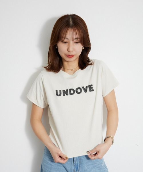 UNDOVE(アンドゥーブ)の「〈UNDOVE〉【コットン/天然素材/敏感肌/肌に優しい/ロゴ/デザインTシャツ/立体ロゴ/短め丈/サマーTシャツ/ロゴT/白T/カジュアルTシャツ】綿100%ツイードロゴショート丈Tシャツ(Tシャツ/カットソー・レディース・ホワイト系その他/チャコール・MEDIUM/X-LARGE/LARGE)」の20枚目の写真