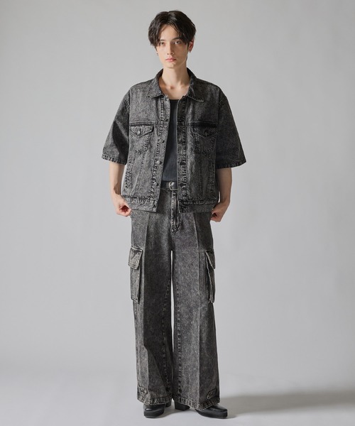 CLEL ライトオンス デニムトラッカー半袖シャツ ブラック系 サイズM CLEL シャツ 「CLEL」Light Oz Denim Trucker Short Sleeve