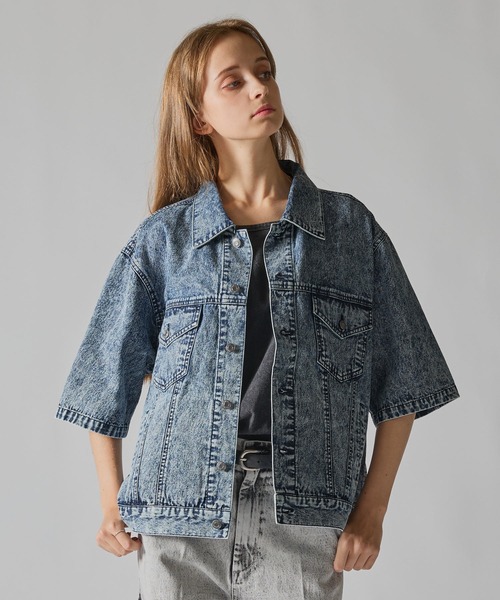 【楽ギフ_包装】 CLEL】Light Shirt/ライトオンス Sleeve Short Trucker Denim Oz ジャケット・アウター