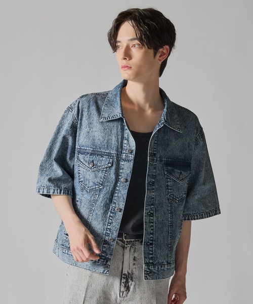 CLEL】Light Oz Denim Trucker Short Sleeve Shirt/ライトオンス