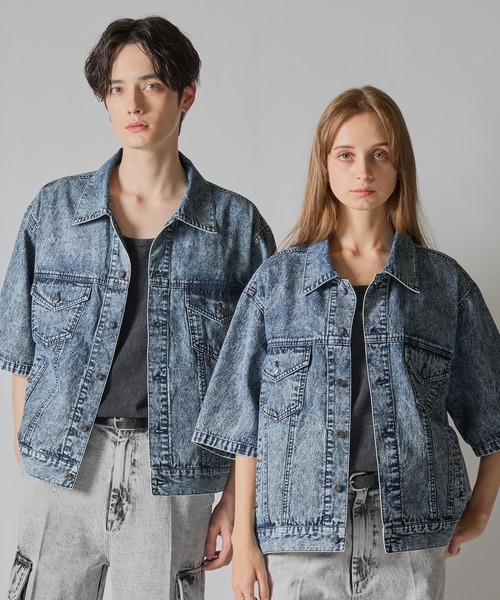 CLEL ライトオンス デニムトラッカー半袖シャツ ブラック系 サイズM CLEL】Light Oz Denim Trucker Short Sleeve Shirt/ライトオンス
