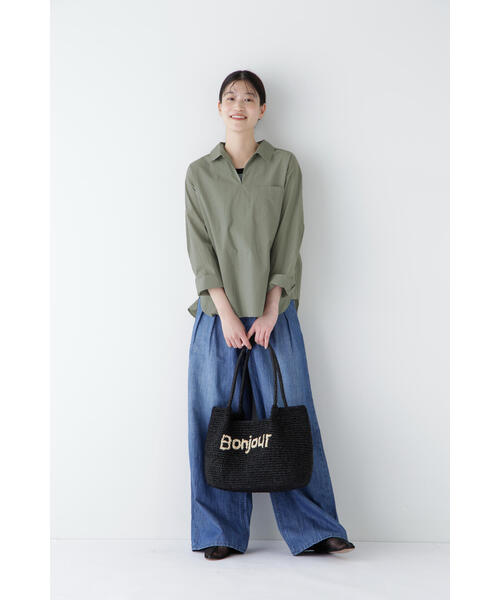 human woman(ヒューマンウーマン)の「◆エアリーコットンスキッパープルオーバー(シャツ/ブラウス・レディース・カーキ/ブルー系その他3/ライトグリーン・MEDIUM)」の13枚目の写真