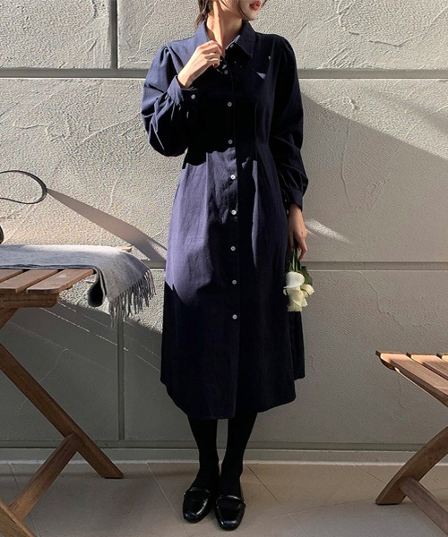 Doux Belle(ドゥーベル)の「フレアロングシャツワンピース(シャツワンピース・レディース・ベージュ/ネイビー/ライトベージュ・MEDIUM)」の18枚目の写真