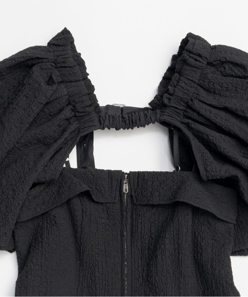 Jacquard Volume Sleeve Tops/ジャガードボリュームスリーブトップス