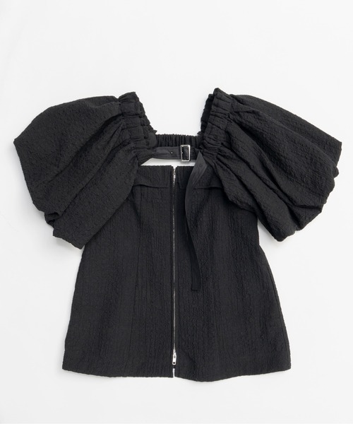 Jacquard Volume Sleeve Tops/ジャガードボリュームスリーブ