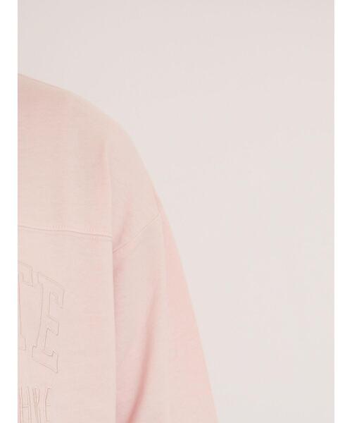 Samansa Mos2(サマンサ モスモス)の「ピグメント加工ロゴ刺繍ロングTシャツ(Tシャツ/カットソー・レディース・ピンク/チャコールグレー/オフホワイト/グリーン・F)」の10枚目の写真