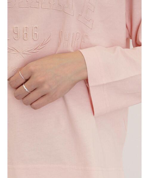 Samansa Mos2(サマンサ モスモス)の「ピグメント加工ロゴ刺繍ロングTシャツ(Tシャツ/カットソー・レディース・ピンク/チャコールグレー/オフホワイト/グリーン・F)」の11枚目の写真