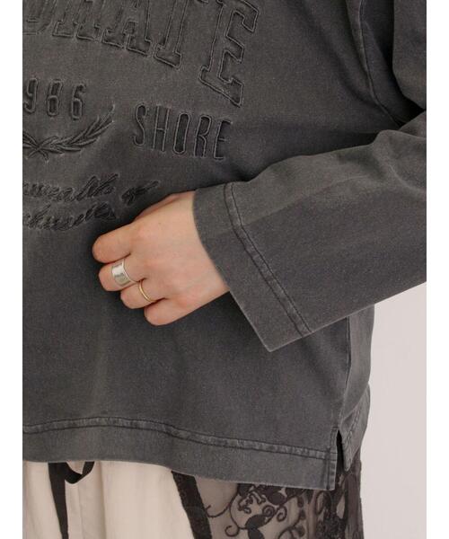 Samansa Mos2(サマンサ モスモス)の「ピグメント加工ロゴ刺繍ロングTシャツ(Tシャツ/カットソー・レディース・ピンク/チャコールグレー/オフホワイト/グリーン・F)」の18枚目の写真