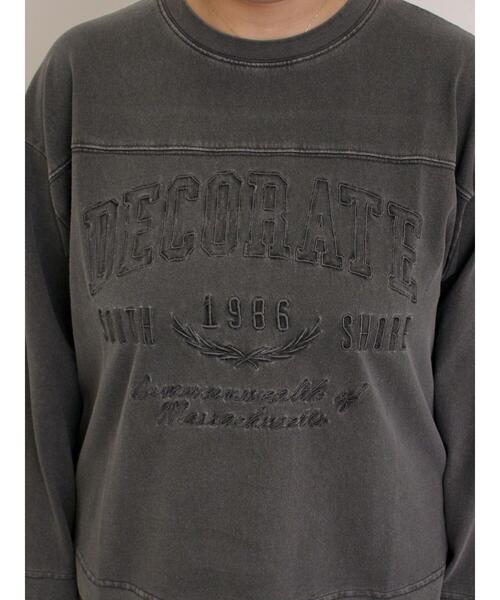 Samansa Mos2(サマンサ モスモス)の「ピグメント加工ロゴ刺繍ロングTシャツ(Tシャツ/カットソー・レディース・ピンク/チャコールグレー/オフホワイト/グリーン・F)」の19枚目の写真